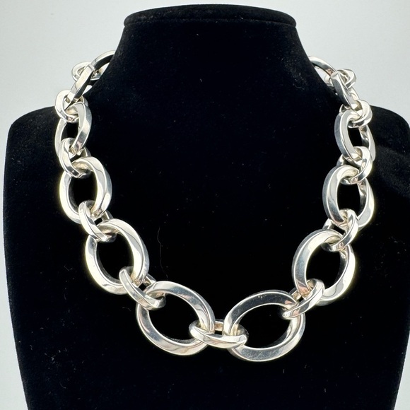 Vtg. Tiffany & Co. Twisted Twist Link Statement Necklace Sterling Silver (HEAVY) - Picture 2 of 7